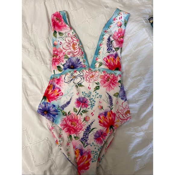 Agua Bendita Women's Multicolor Tulipa Korin One Piece Swimsuit Size Large NWT - Picture 7 of 11